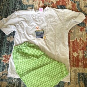 Kids White and Green Matching Set